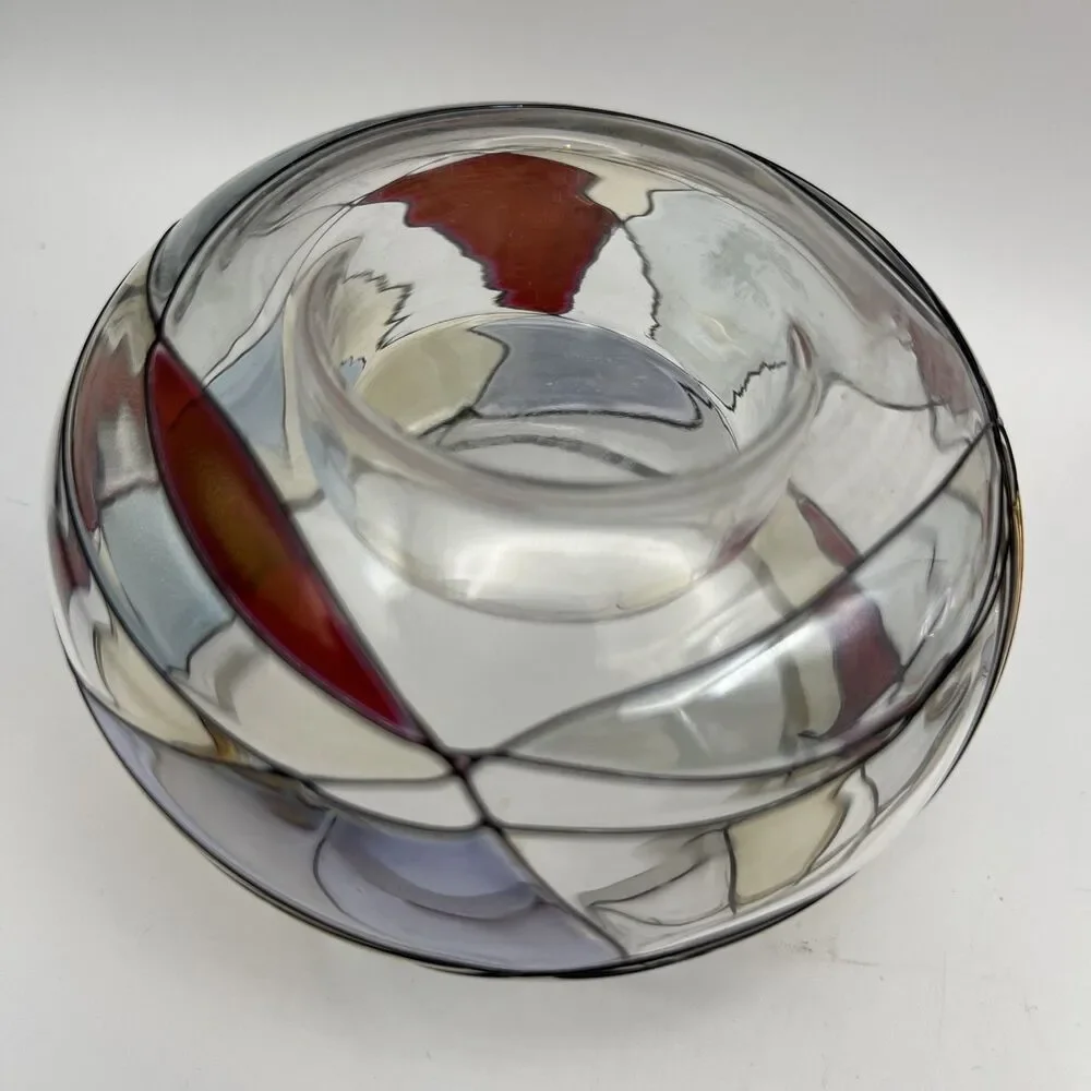 VNTG set of 2 PartyLite Mosiac Stained Glass Bubble Tea candle Light Holders